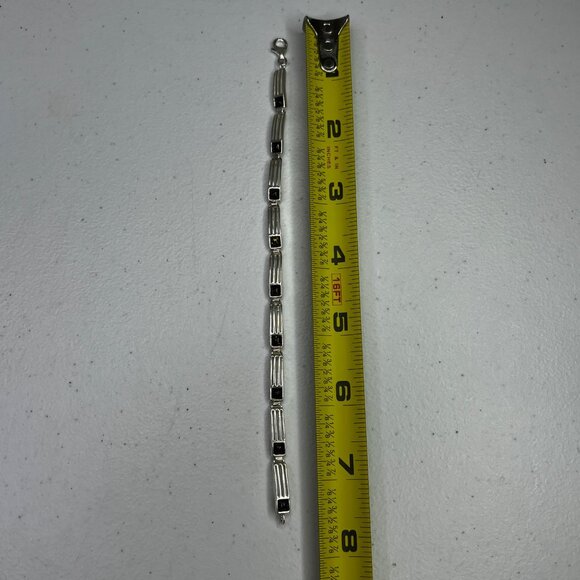 Baltic Amber & Sterling Silver 925 Bracelet With Rectangular Link Design - Picture 12 of 13